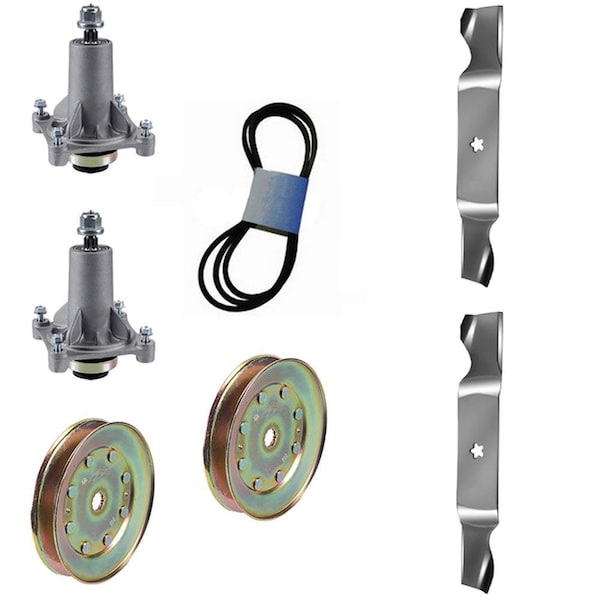 Aic Replacement Parts 54 Mower Deck Rebuild Kit Blades Spindles Pulleys Fits Husqvarna YTH 2454 11180-BELT-PULLEY-SPINDLE - main
